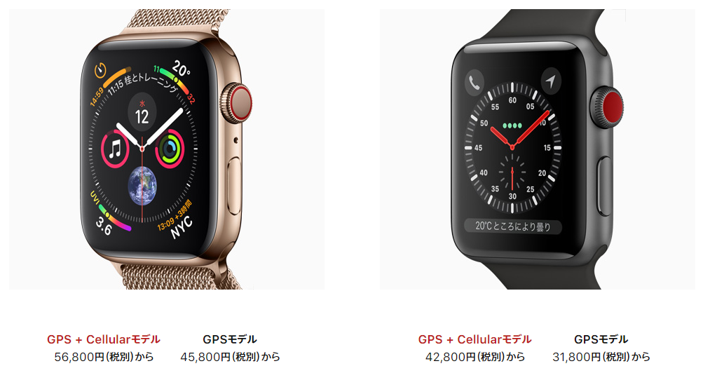 Apple Watch Series 3とSeries 4の比較：金額